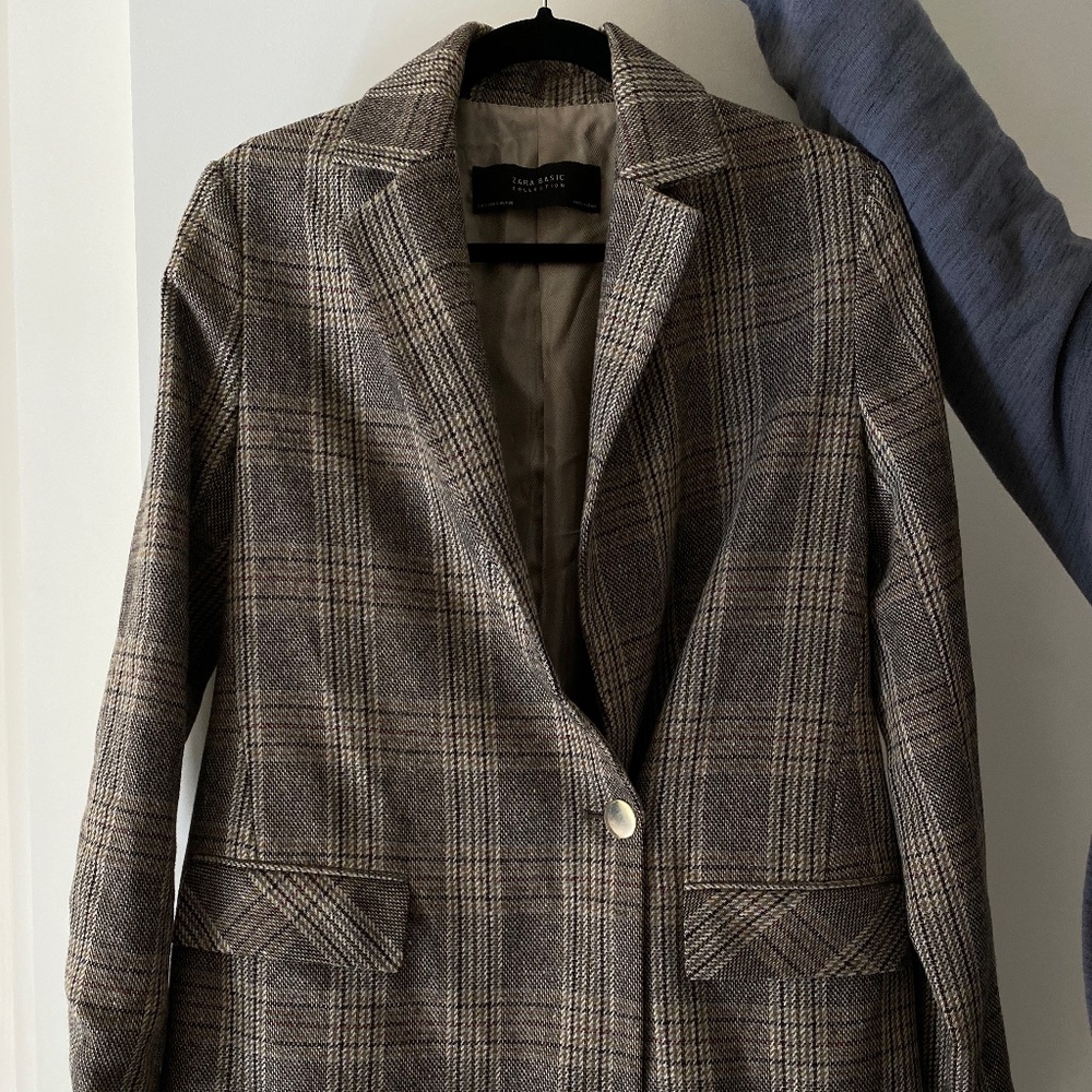 PLAID ZARA BASIC COLLECTION TRENCH COAT